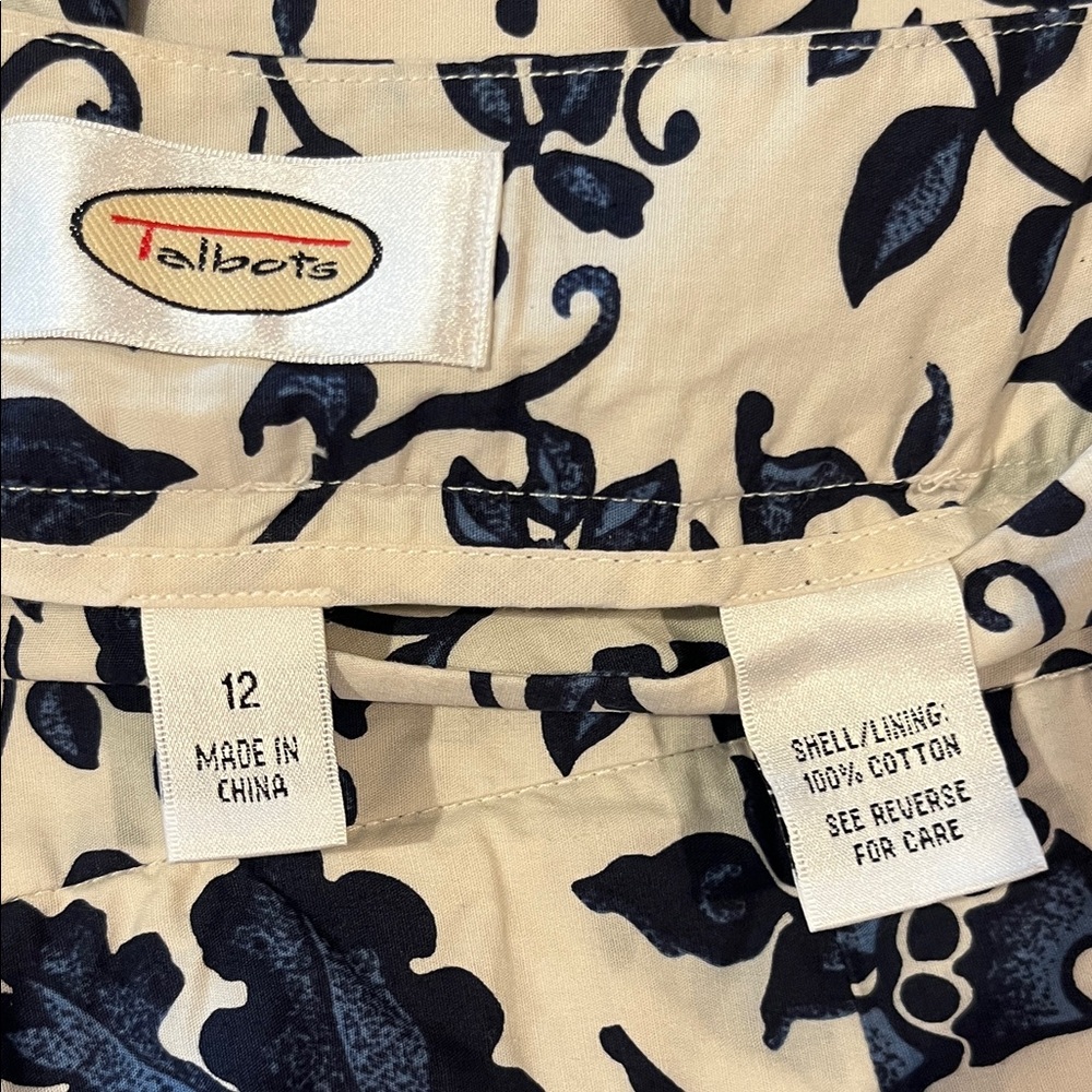 Talbots Navy and White Floral A-Line Skirt - Picture 2 of 2